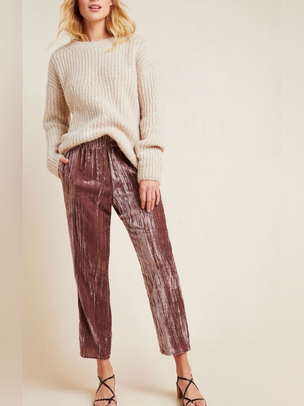 Josephine Velvet Tapered Trousers NWT in Mauve